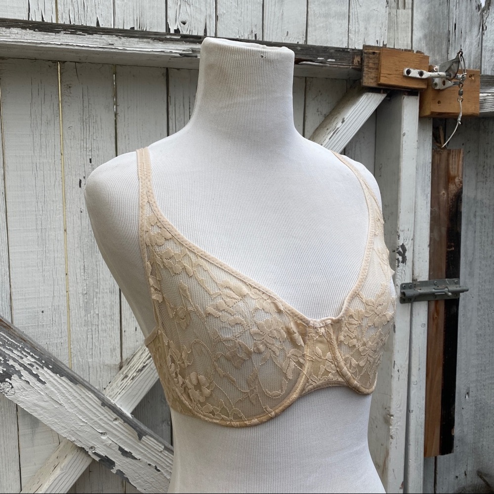 Dkny Cream Nude Lace Bra Bralette 34D